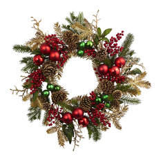 24" Ornament, Pine and Pine cone Wreath