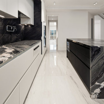 Contemporary white kitchen in Williamsburg