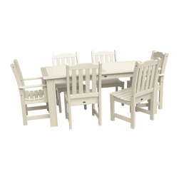 Highwood USA - Lehigh 7-Piece Rectangular Dining Set, Whitewash - Outdoor Dining Sets