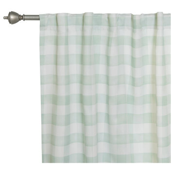 Nordic Watercolor Check Curtains, Green, 52"x84"