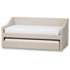 Barnstorm Upholstered Daybed With Guest Trundle Bed, Beige Fabric