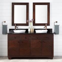 60" FARON MAHOGANY DOUBLE VANITY FOR SEMI-RECESSED SINKS - ESPRESSO - Bathroom Vanities And Sink Consoles