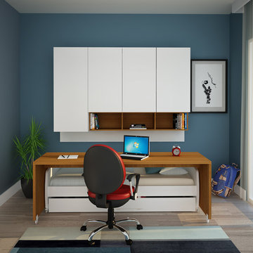 Compact Twin XL Sofa bed and Cabinets Wall System