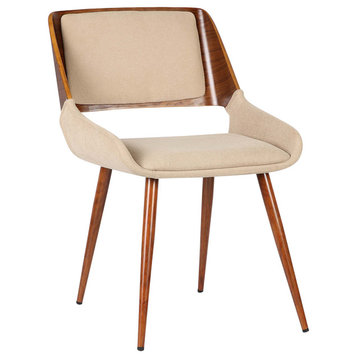 Carmela Dining Chair, Walnut Finish and Brown Fabric