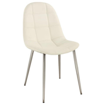 Waffle Tufted Side Chair With Bucket Seat  - Set Of 4, White