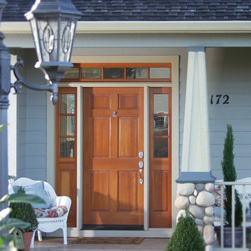 Rogue Valley Entry Doors - Exterior all wood inswing panel door with sidelites