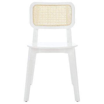 Safavieh Luz Cane Dining Chair, White/Natural