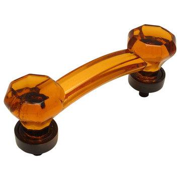 Cosmas 6397ORB-A Oil Rubbed Bronze With Amber Glass Cabinet Cup Pull, Single