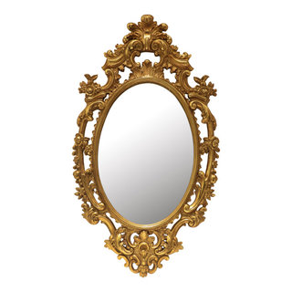 15"x26" Classic Baroque Style Oval Mirror With Ornate Gold Finish ...