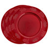 Charger Plates With Holly Berry Design, Set of 4, Red
