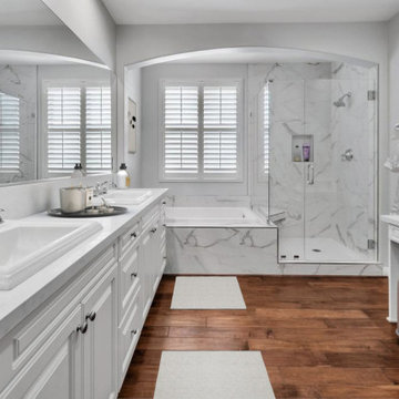 Irvine Spa-Inspired Bathroom Remodel with Calacatta Porcelain & Quartz Finishes