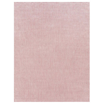 Solid Outdoor Rug for Patio or Balcony, Mottled Pink, 7'10"x11'2"