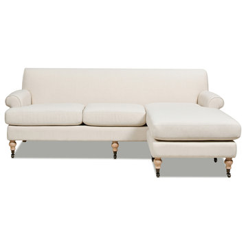 Alana 88" L-Shape Reversible Sectional Sofa, Light Beige Linen