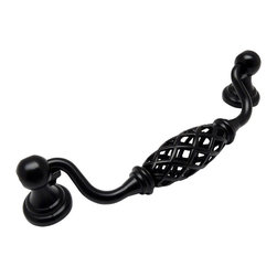 Cosmas - Cosmas 1749-128FB Flat Black 5&rdquo; CTC (128mm) Birdcage Drop Pull - Cabinet And Drawer Knobs