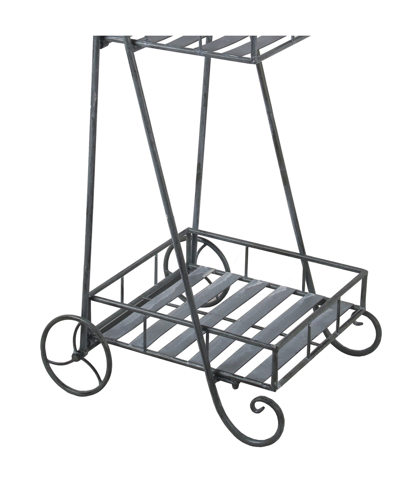 Fresh Look at Industrial Style 2 Tier Metal Planter Cart With Scroll Design