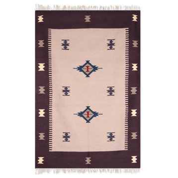 Novica Handmade Abstract Stars Wool Area Rug (4X6)
