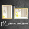 Beveled Bathroom LED Mirror Framed, Backlit and Front Light, Gold, 28"x36"