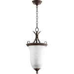 Quorum - Quorum 6872-2-39 Flora - Two Light Entry Pendant - Shade Included: TRUEFlora Two Light Entry Pendant Vintage Copper Zinc White Linen Glass *UL Approved: YES *Energy Star Qualified: n/a  *ADA Certified: n/a  *Number of Lights: Lamp: 2-*Wattage:60w Medium bulb(s) *Bulb Included:No *Bulb Type:Medium *Finish Type:Vintage Copper Zinc
