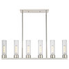 Empire 6 Light 11" Stem Linear Pendant, Polished Nickel, Clear Glass
