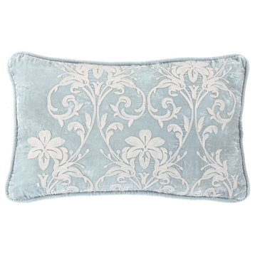 Belle Floral Embroidered Velvet Lumbar Pillow, 16"x26", 1 Piece