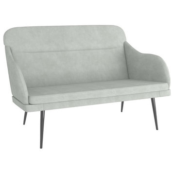 vidaXL Loveseat Upholstered Loveseat Couch Bench with Armrests Light Gray Velvet