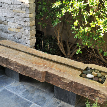 Japanese Zen Garden Backyard with Fountain and Patio