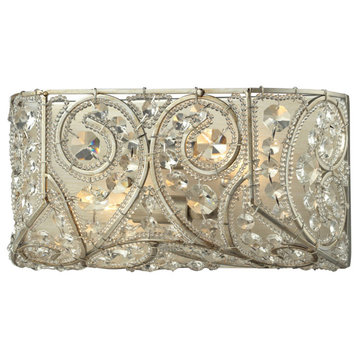 Andalusia 2 Light Bathroom Vanity Light, Aged Silver