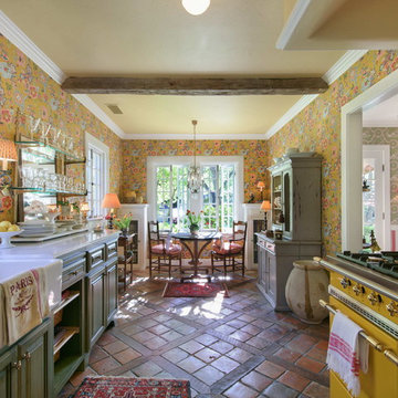 California Kitchen Remodel with reclaimed French Terracotta Floor Tiles