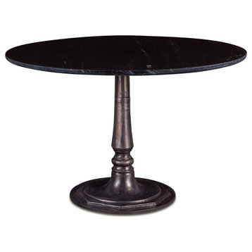 Palm Desert Natural Black Marble Dining Table With Iron Cafe Base