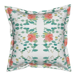 Eucalyptus Rose Throw Pillow - Decorative Pillows