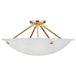 Livex Lighting - Oasis Ceiling Mount, Polished Brass - This ceiling mount features contour lines and a bowed profile. With an understated design, this piece is perfect for any space in your home. Featuring a white alabaster glass and polished brass finish, this fixture will effortlessly blend with your existing d�cor.
