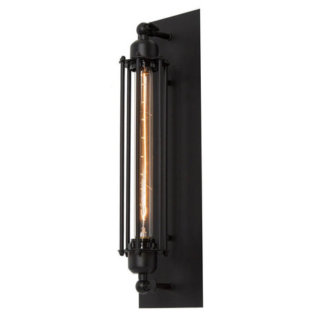LNC 1-Light Matte Black Modern Thermometer-Like Wall Sconce For Foyer