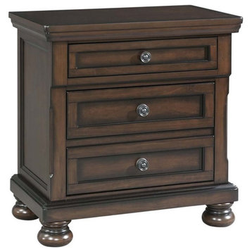 Bowery Hill Modern styled Metal Brown Finish Nightstand with USB