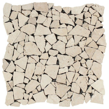 Ivory Tumbled Travertine Random Broken Mosaic