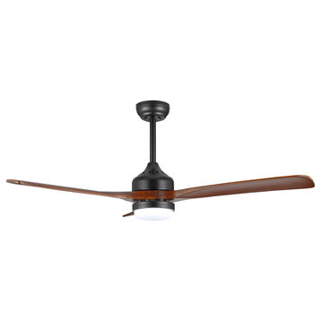 52" 3-blade Propeller LED Ceiling Fan With Remote and Light Kit