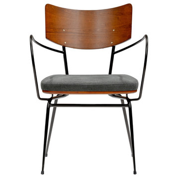 Gensvig Arm Chair, Dark Gray Fabric and Black Legs, Set of 2