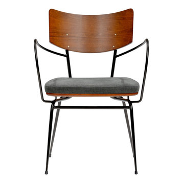 Gensvig Arm Chair, Dark Gray Fabric and Black Legs, Set of 2