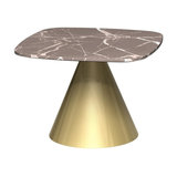 Oscar Small Square Side Table, Brown Marble, Brass Base