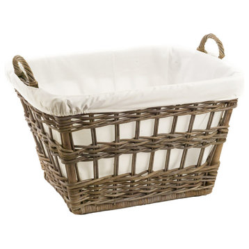 Wicker French Laundry Basket, Serene Grey