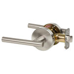 Designers Impressions - Designers Impressions Kain Design Door Lever, Satin Nickel, Privacy, Locking - Adjustable Latch to fit 2 3/8" and 2 3/4" Backsets
