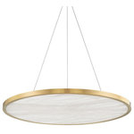 Hudson Valley Lighting - Hudson Valley Lighting 6336-AGB Eastpt - 36 Inch 50W 1 LED Pendant o - Our Eastport collection draws inspiration from anEastport 36 Inch 50W Aged Brass AlabasterUL: Suitable for damp locations Energy Star Qualified: n/a ADA Certified: n/a  *Number of Lights: 1-*Wattage:50w LED bulb(s) *Bulb Included:No *Bulb Type:LED *Finish Type:Aged Brass