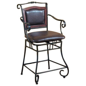 Metal Counter Height 24" Seat Chair with Brown Upholstery by Coaster 100160 