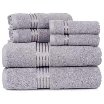 18PC Cotton Bathroom Towels 6 Bath Towels, 6 Hand Towels, 6 Washcloths, Gray
