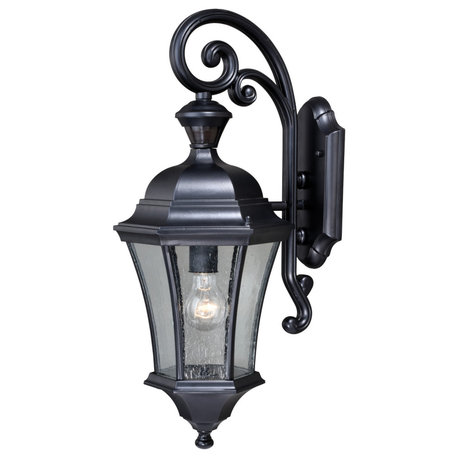 Aberdeen Motion Sensor Dusk to Dawn Outdoor Wall Light Shiny Black