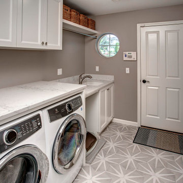 Sammamish Beautiful Blue Island Kitchen and Laundry Room Remodel