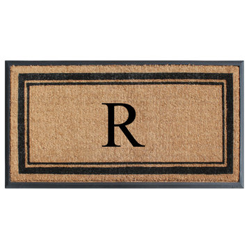 A1HC Picture Frame Natural Rubber and Coir Large Monogrammed Doormat 24"x48", R