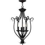 Livex Lighting - Livex Lighting 6137-07 Coronado - Four Light Foyer - Canopy Included: TRUE  Shade InCoronado Four Light  Bronze White Alabast *UL Approved: YES Energy Star Qualified: n/a ADA Certified: n/a  *Number of Lights: Lamp: 4-*Wattage:60w Candalabra Base bulb(s) *Bulb Included:No *Bulb Type:Candalabra Base *Finish Type:Bronze