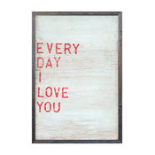 Every Day I Love You Red Block Wood Wall Art - 25x18