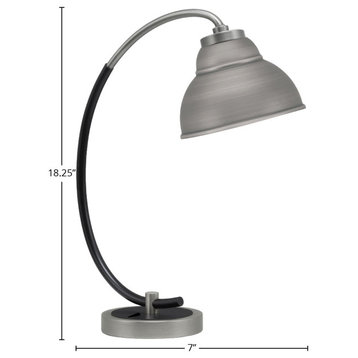1-Light Desk Lamp, Graphite/Matte Black, 7" Graphite Double Bubble Metal Shade
