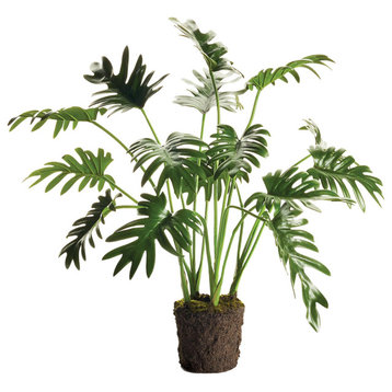 Split Leaf Tropical Selloum Artificial Plant Large 23in Drop In Leaves Greenery